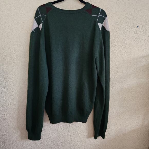 Joseph & Lyman Pullover Crewneck 100% Cashmere Sweater Men XL Green Preppy Dad - Picture 7 of 7